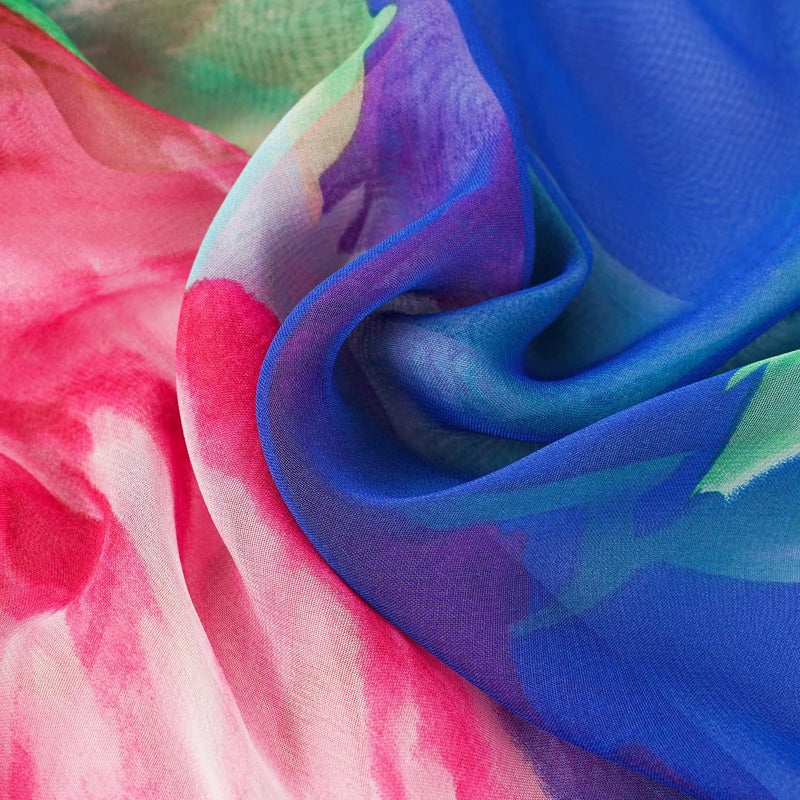 E-Clover Women Soft Floral Print Shawl Chiffon Sheer Scarf - Image 3